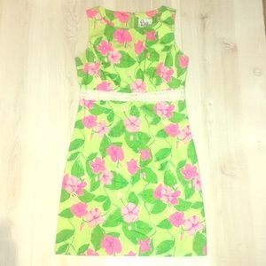 Cute Lilly Pulitzer pink and green dress with lace